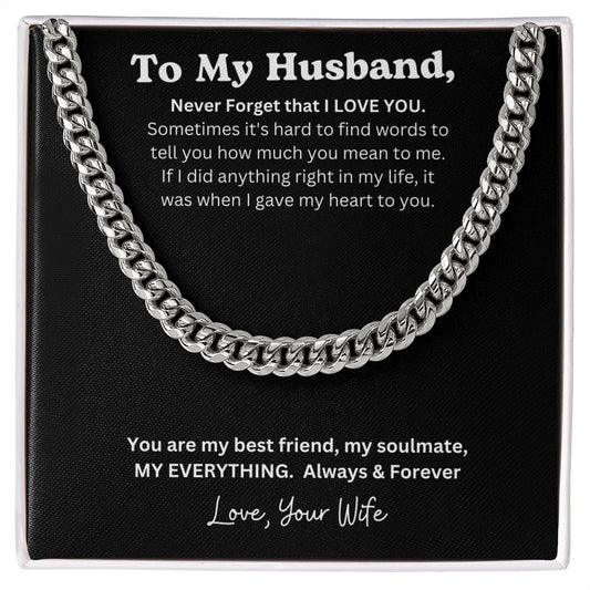 To My Husband - Cuban Chain Necklace